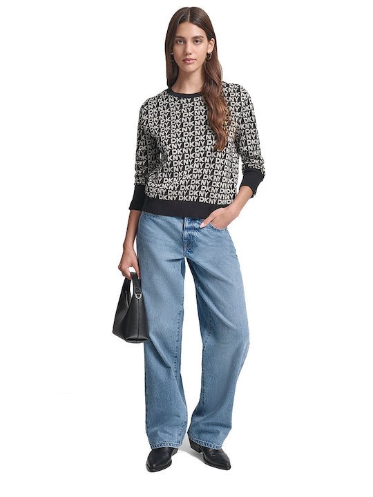 DKNY ΜΠΛΟΥΖΑ  ΜΑΥΡΗ-ΑΣΠΡΗ